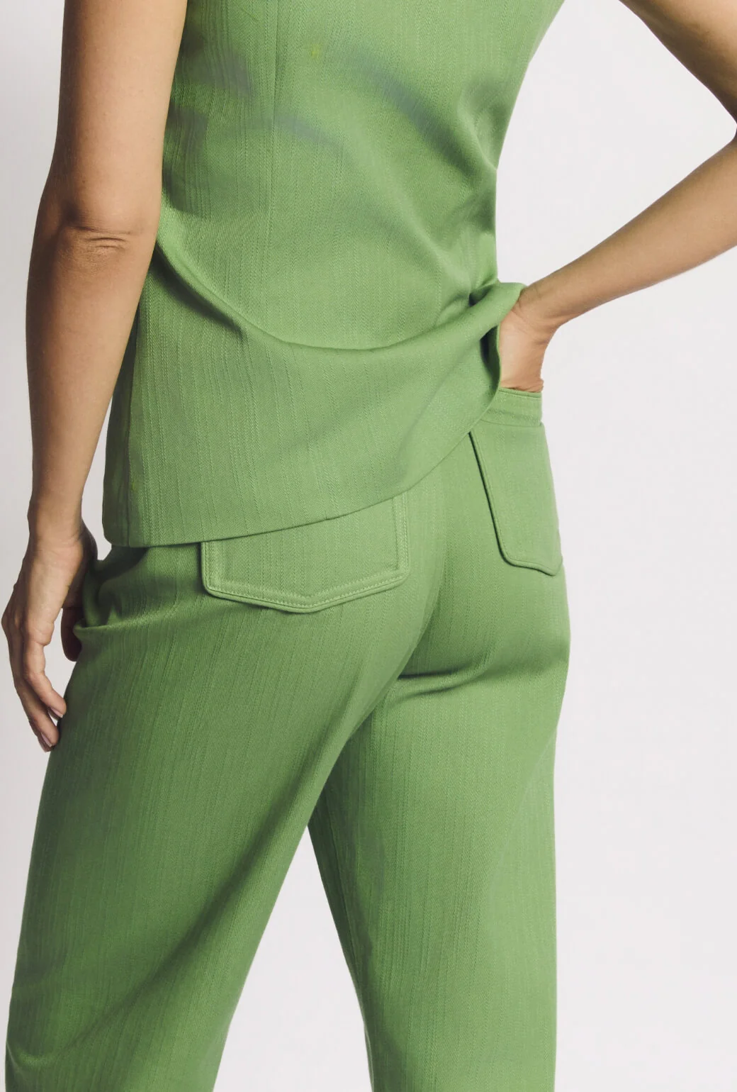 Annie Vest & Charlie Pant Set - Green Twill - Image 7