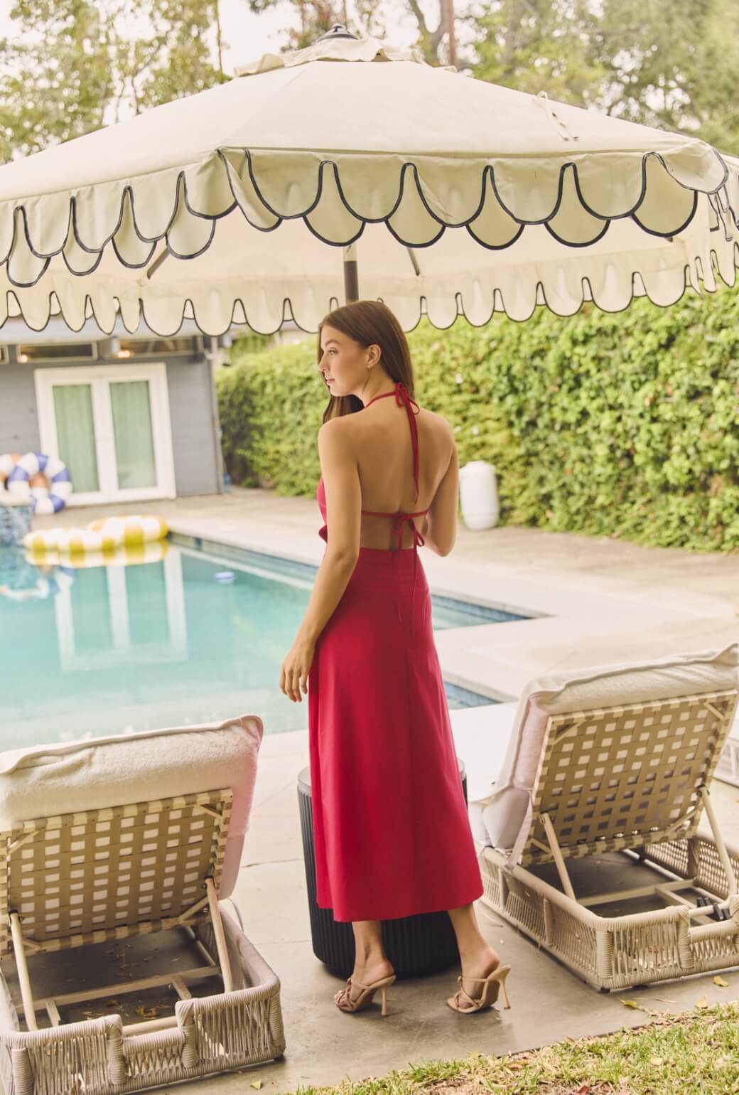 Apron Dress - Red - Image 4