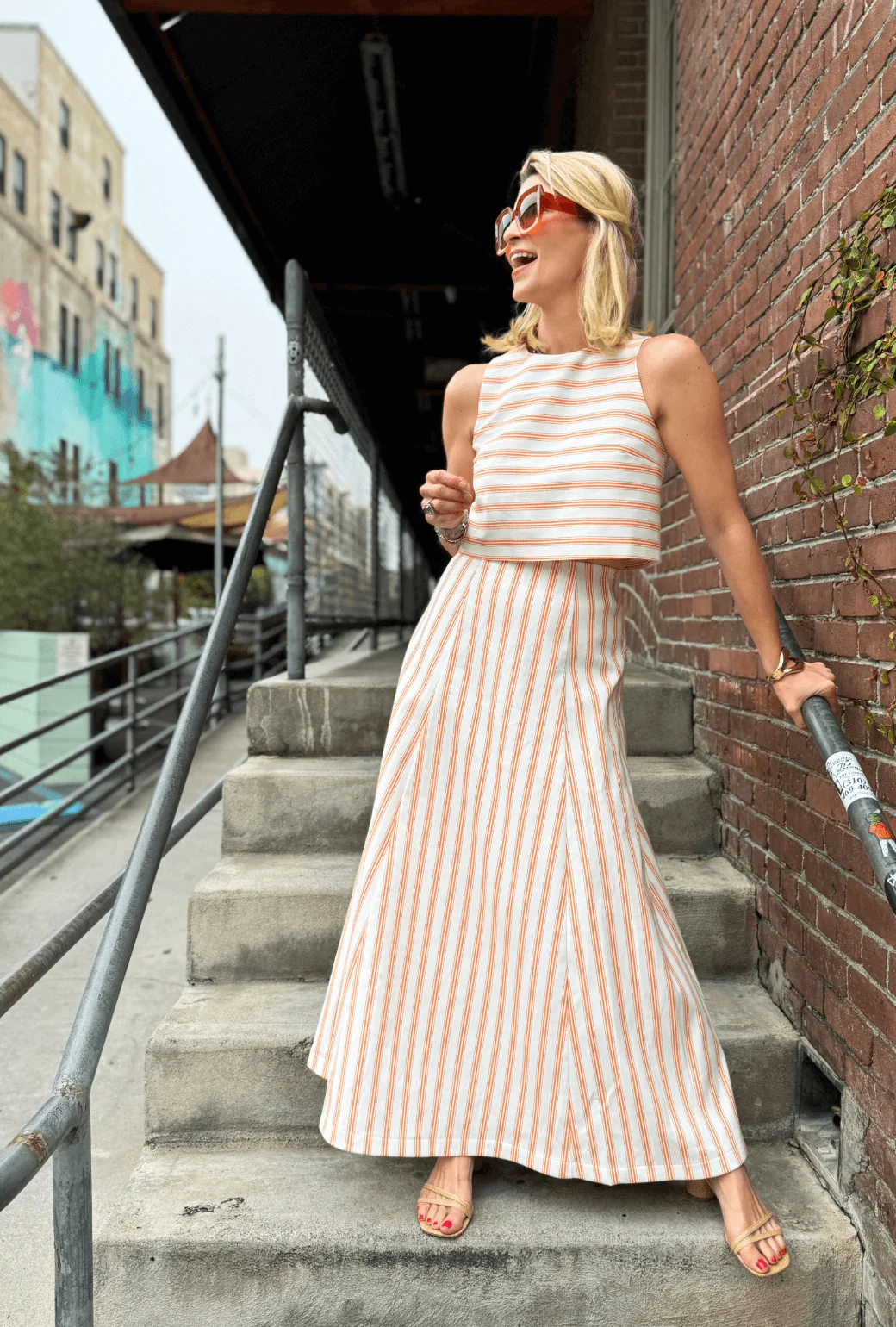 Audrey Top - L'Orange Stripe - Image 2