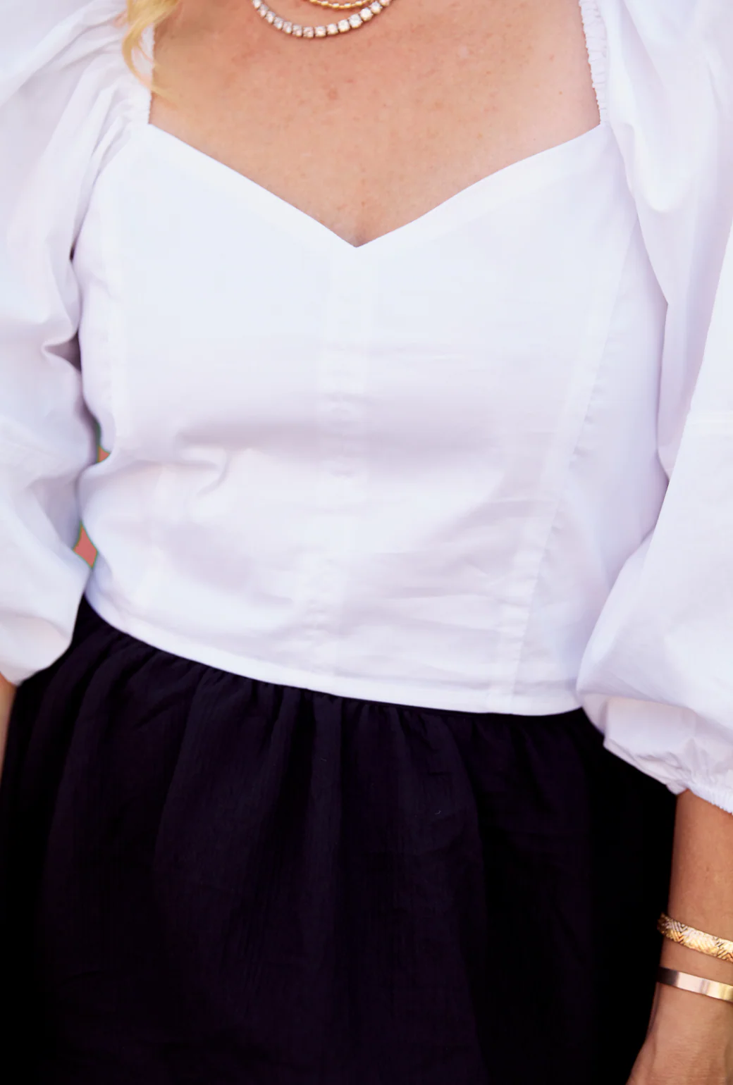 Balloon Sleeve Bustier - White Poplin - Image 3