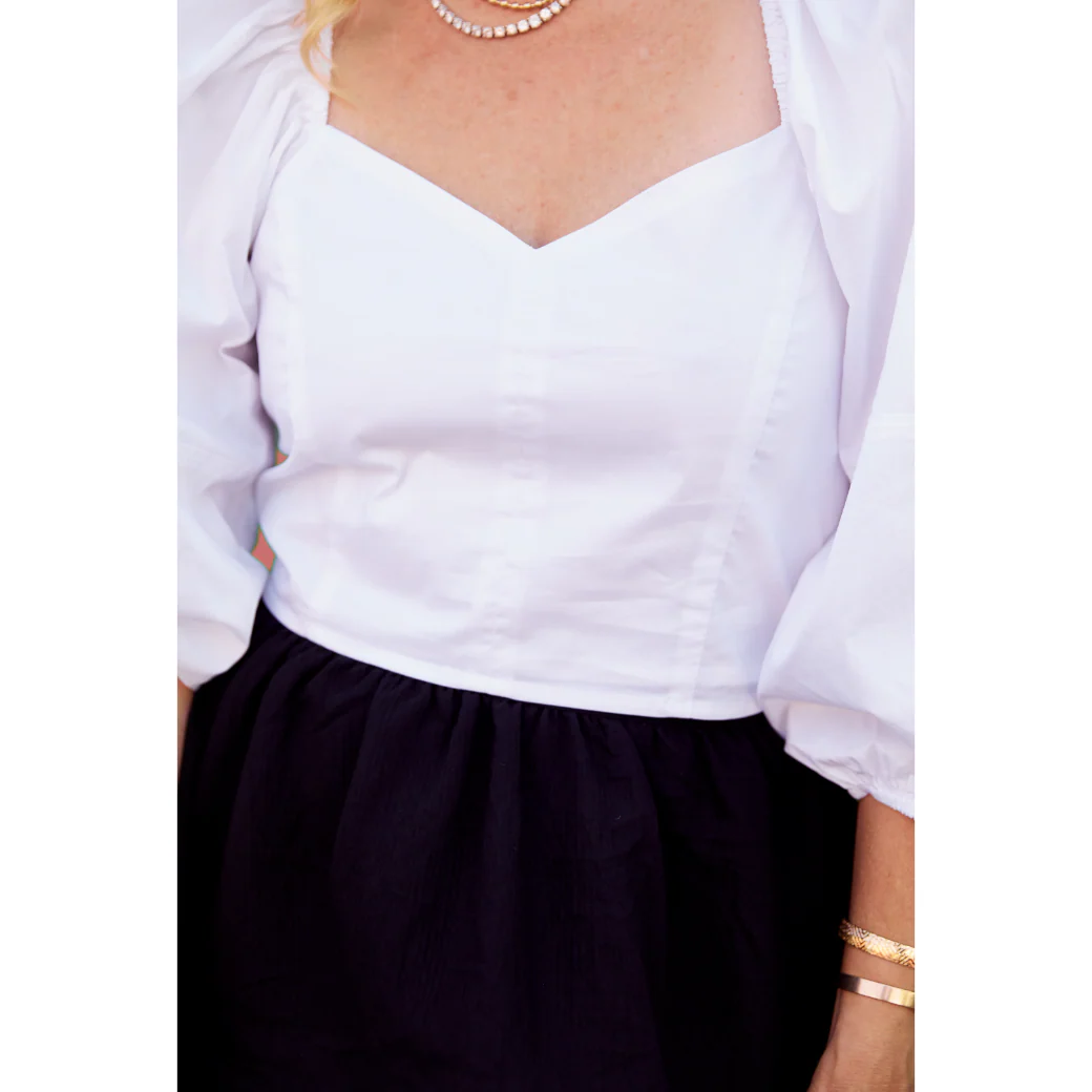 Balloon Sleeve Bustier - White Poplin - Image 7
