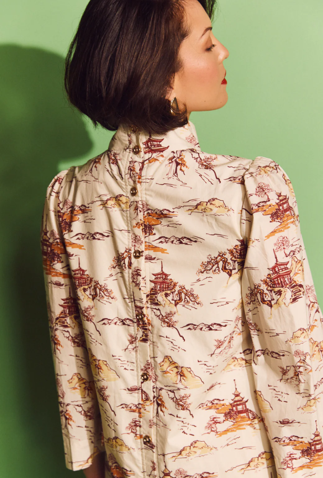 Bell Sleeve Maxi Mod Dress - Chinoiserie - Image 2