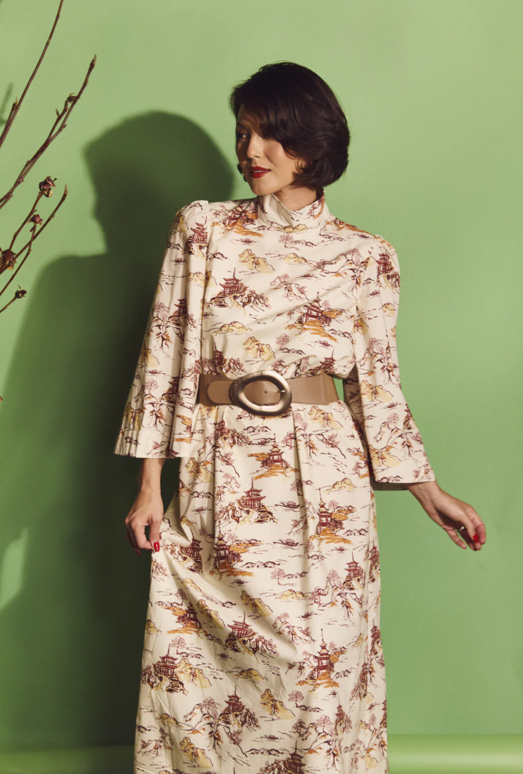 Bell Sleeve Maxi Mod Dress - Chinoiserie - Image 6