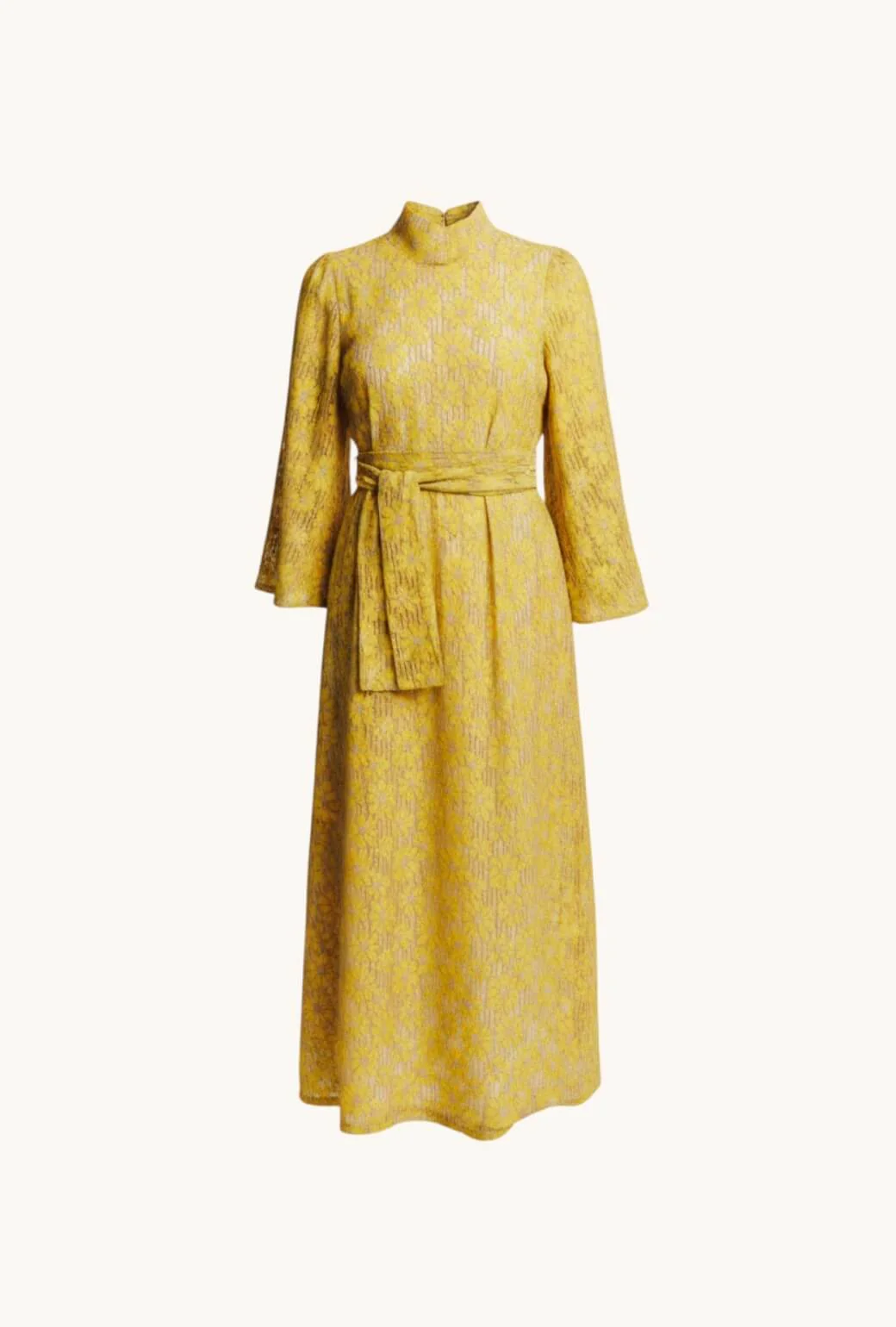 Bell Sleeve Maxi Mod Dress - Yellow Lace - Image 12
