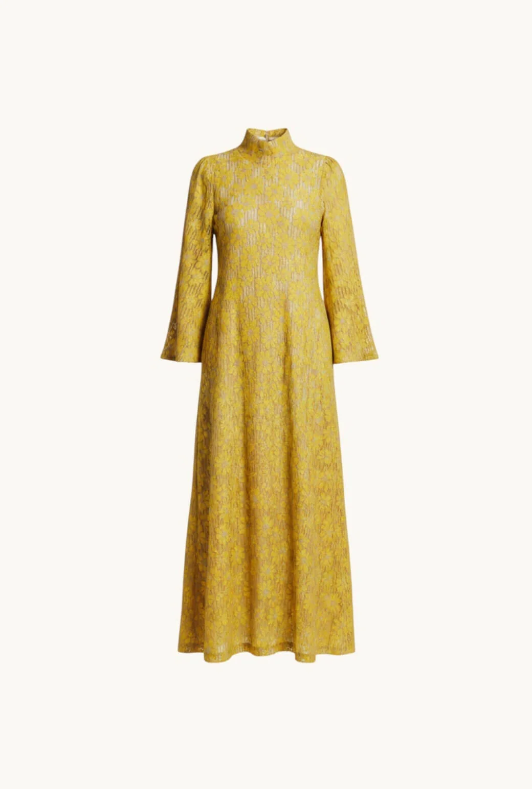 Bell Sleeve Maxi Mod Dress - Yellow Lace - Image 13