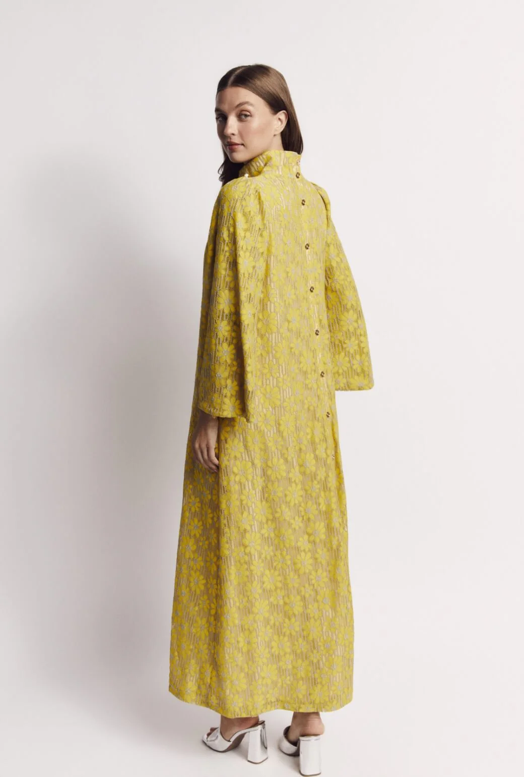 Bell Sleeve Maxi Mod Dress - Yellow Lace - Image 7