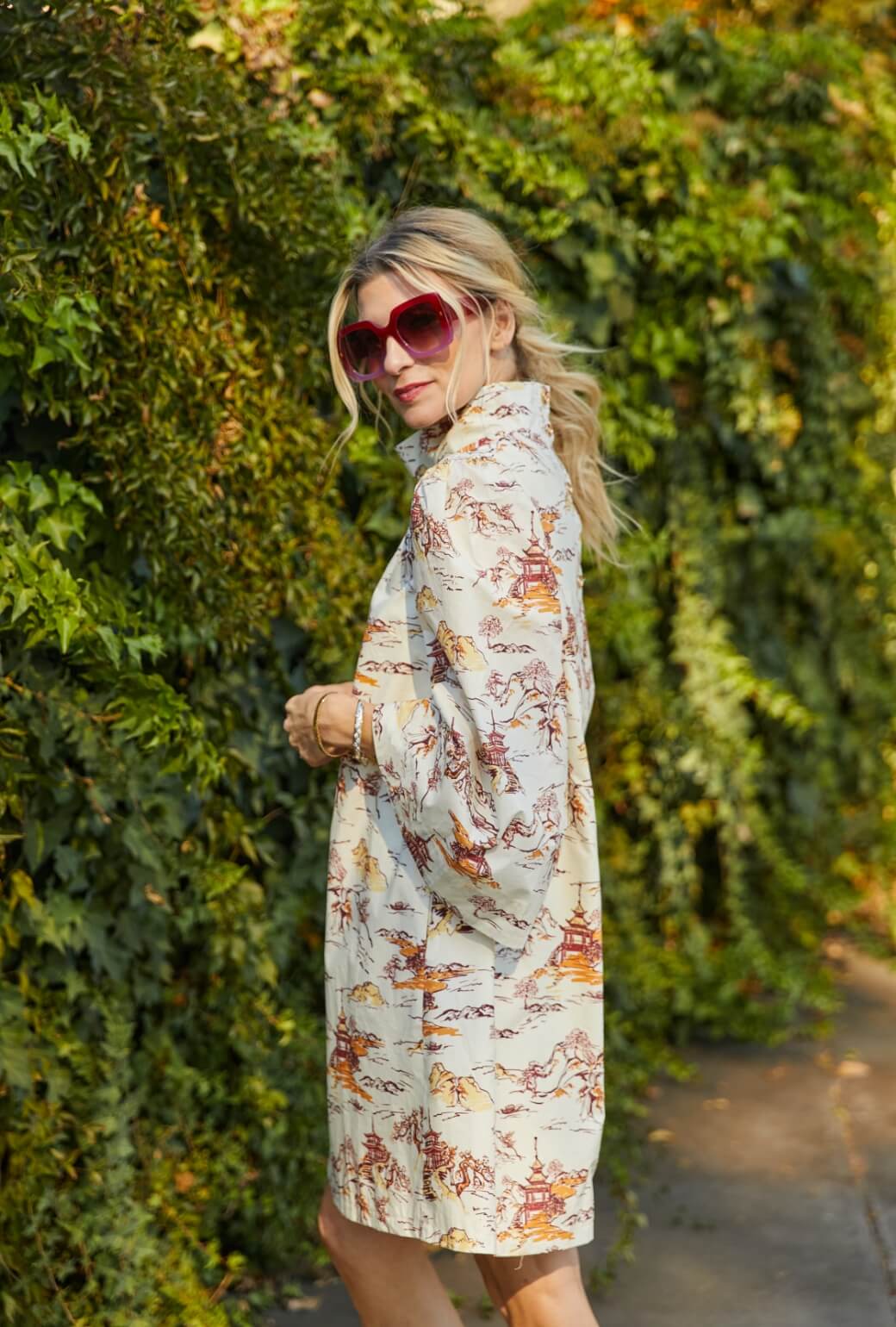 Bell Sleeve MINI Mod Dress - Chinoiserie - Image 4