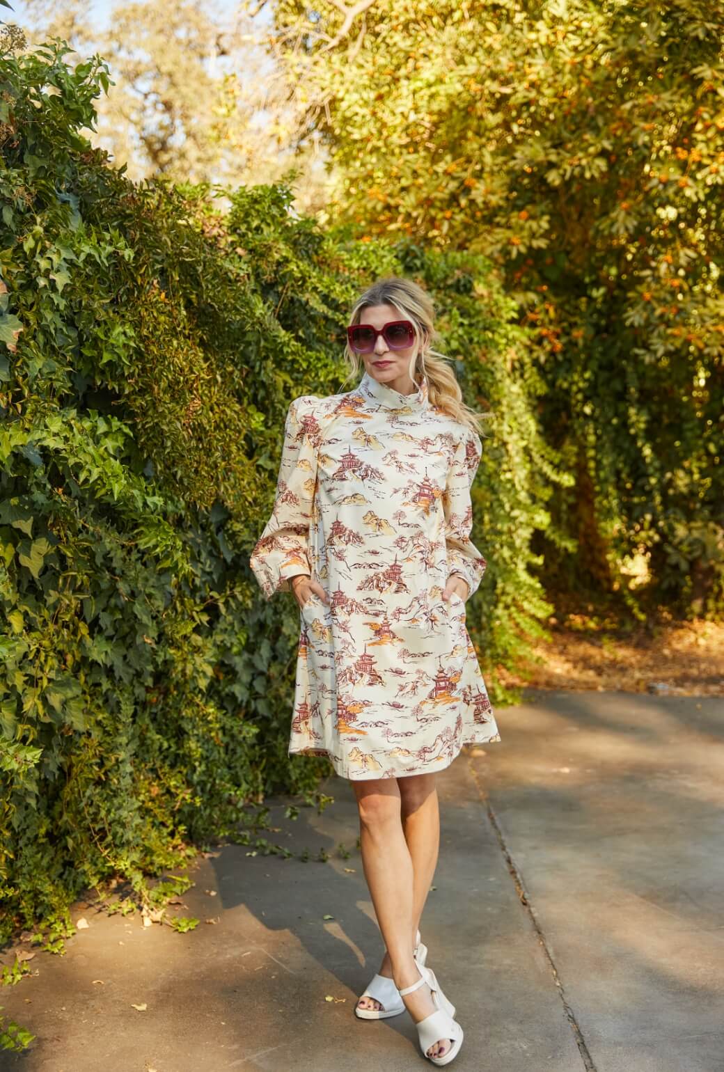 Bell Sleeve MINI Mod Dress - Chinoiserie - Image 6