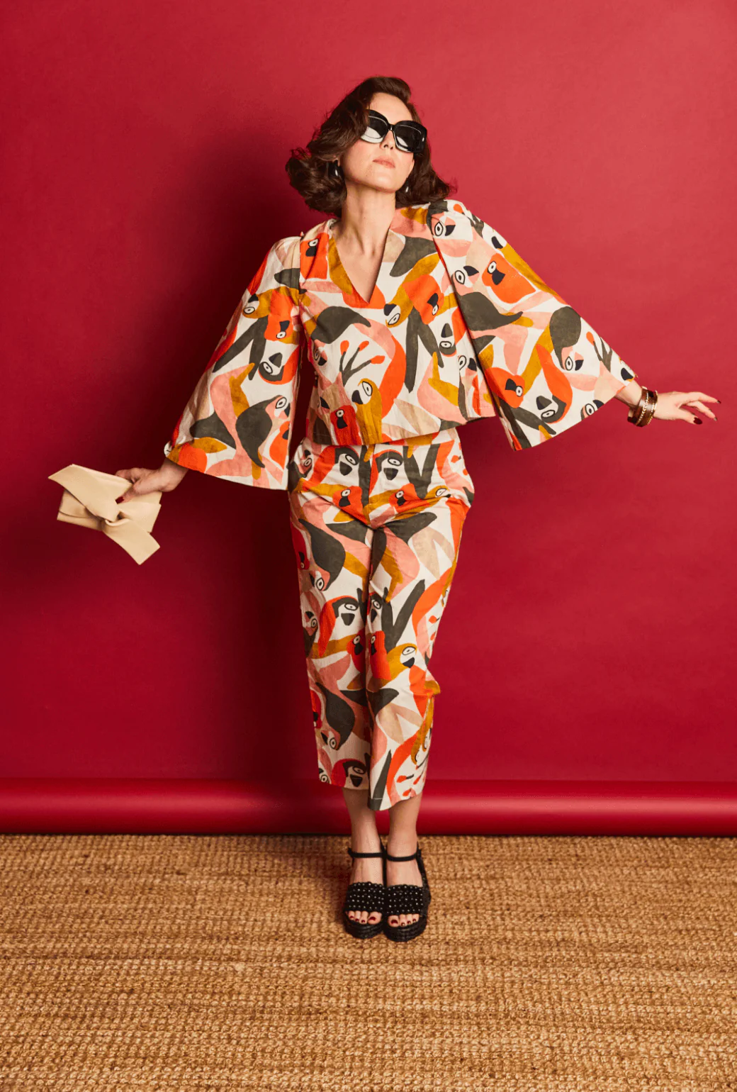 Bell Sleeve V-Neck Top - Parrot Head - Image 5