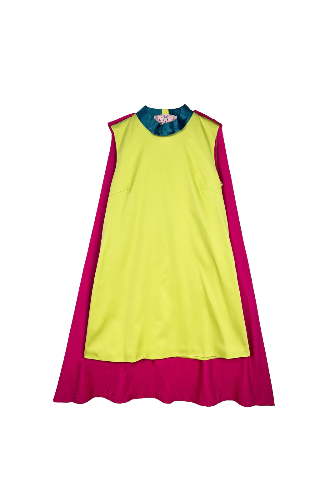 Big 10 Cape Dress - Chartreuse & Fuchsia - Image 2