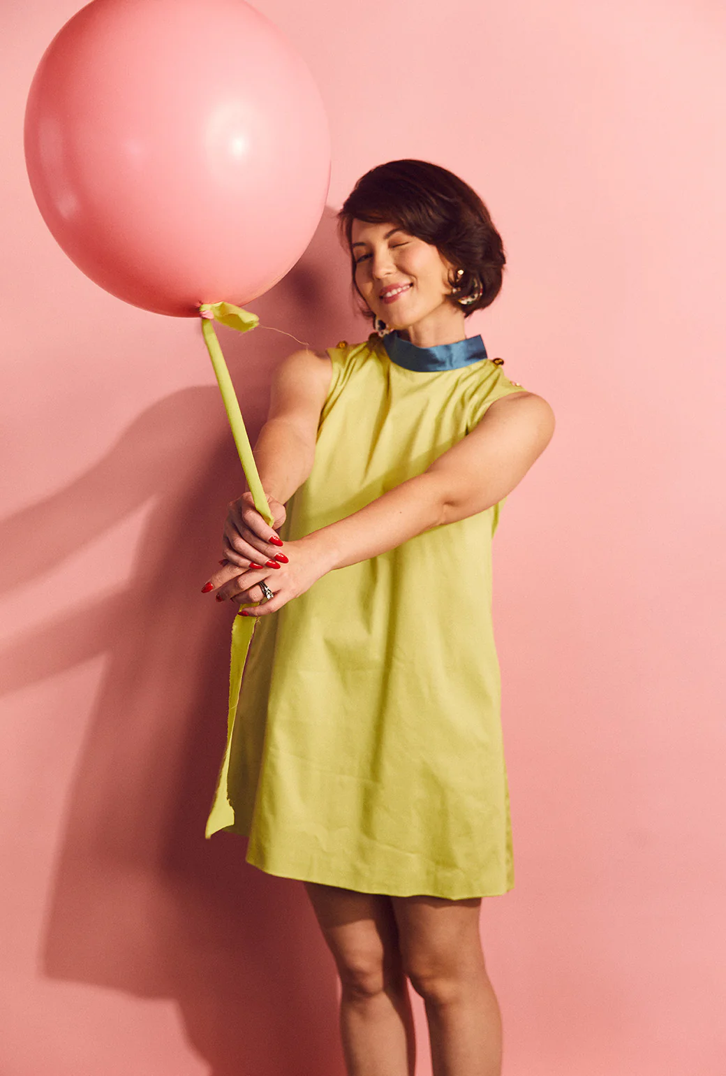 Big 10 Cape Dress - Chartreuse & Fuchsia - Image 3