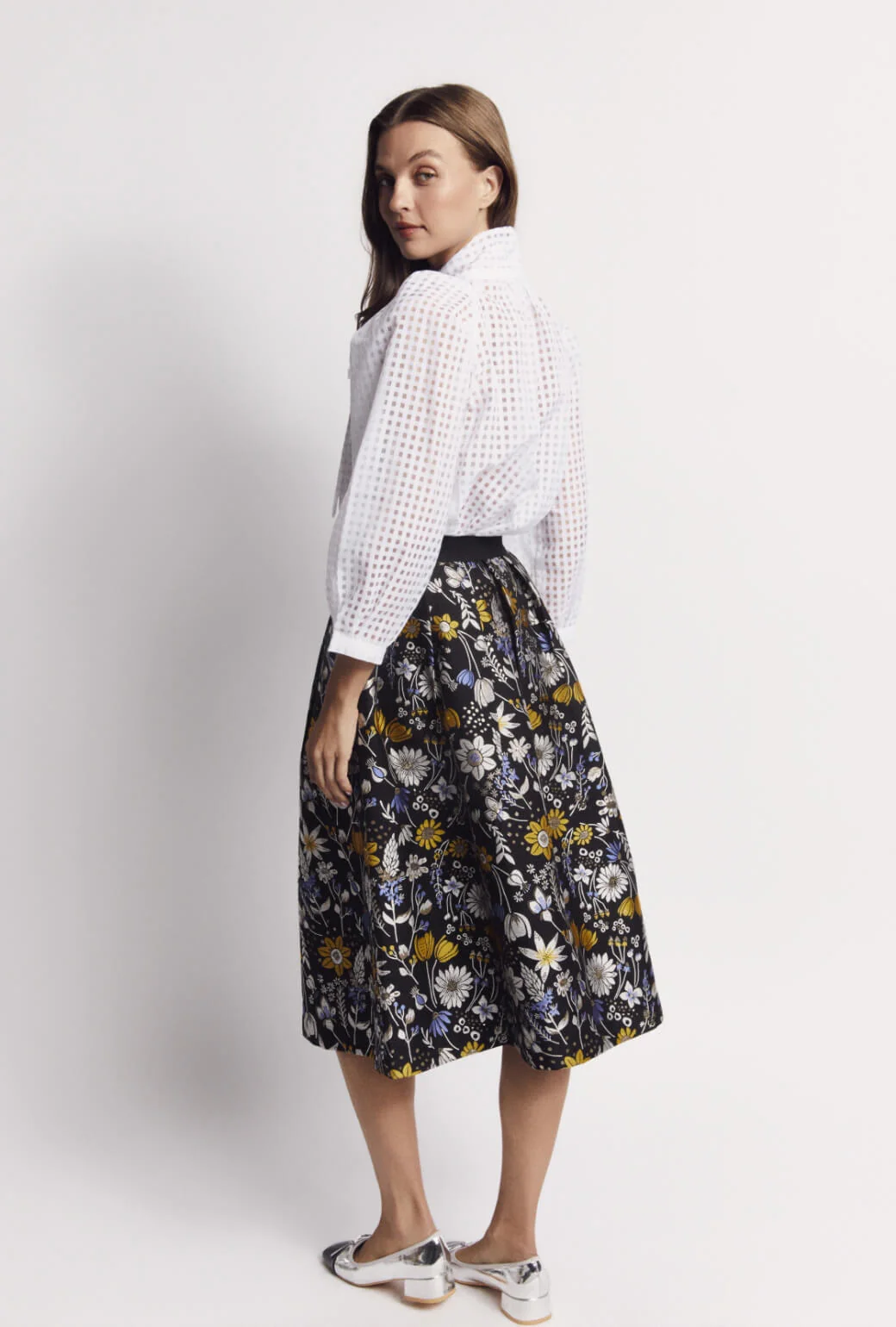Big Bow Blouse - White Sheer Gingham - Image 9