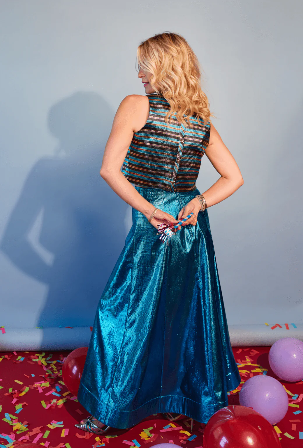 Audrey Top - Electric Blue Stripe Lame - Image 8