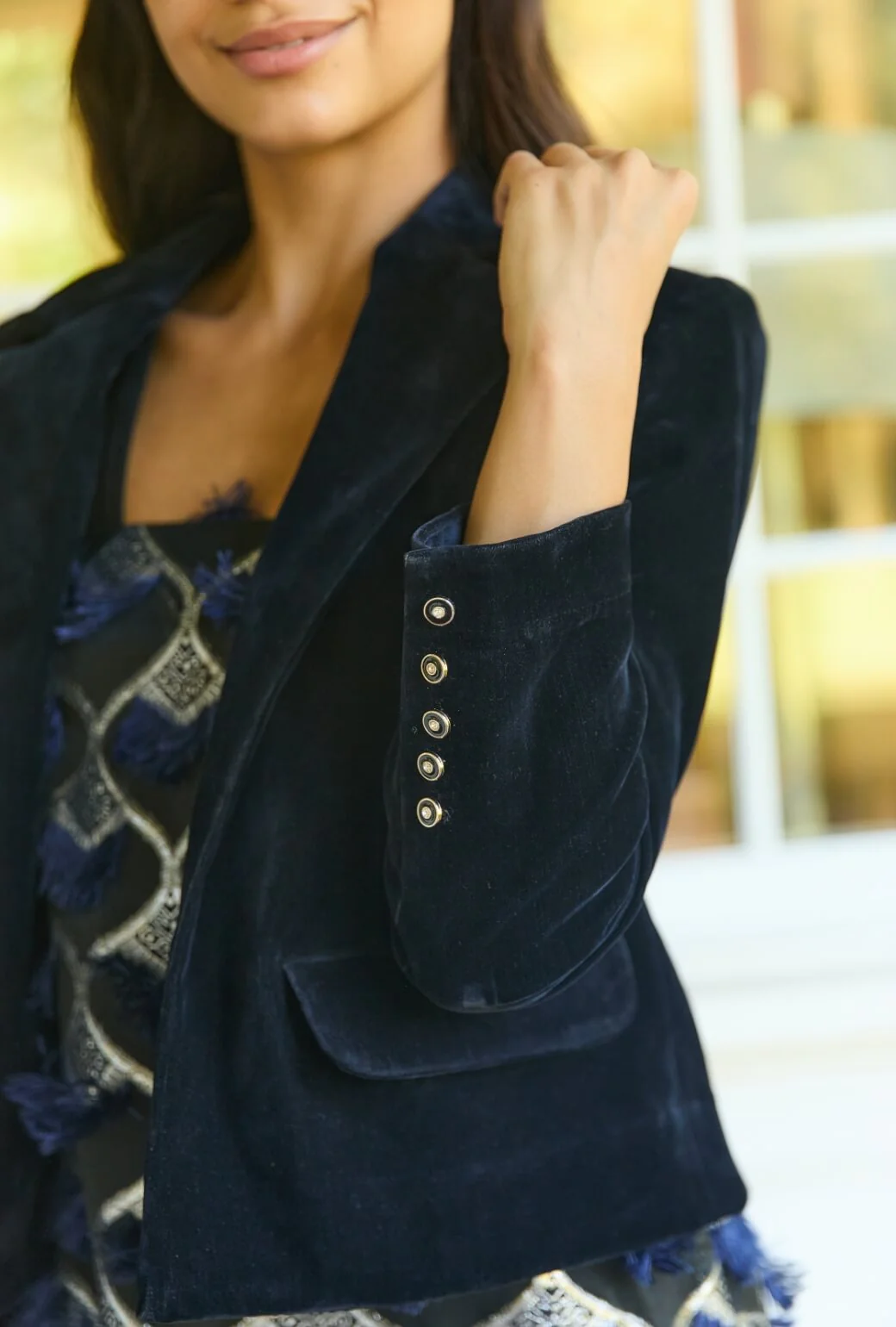 Boxy Blazer - Navy Velvet - Image 4