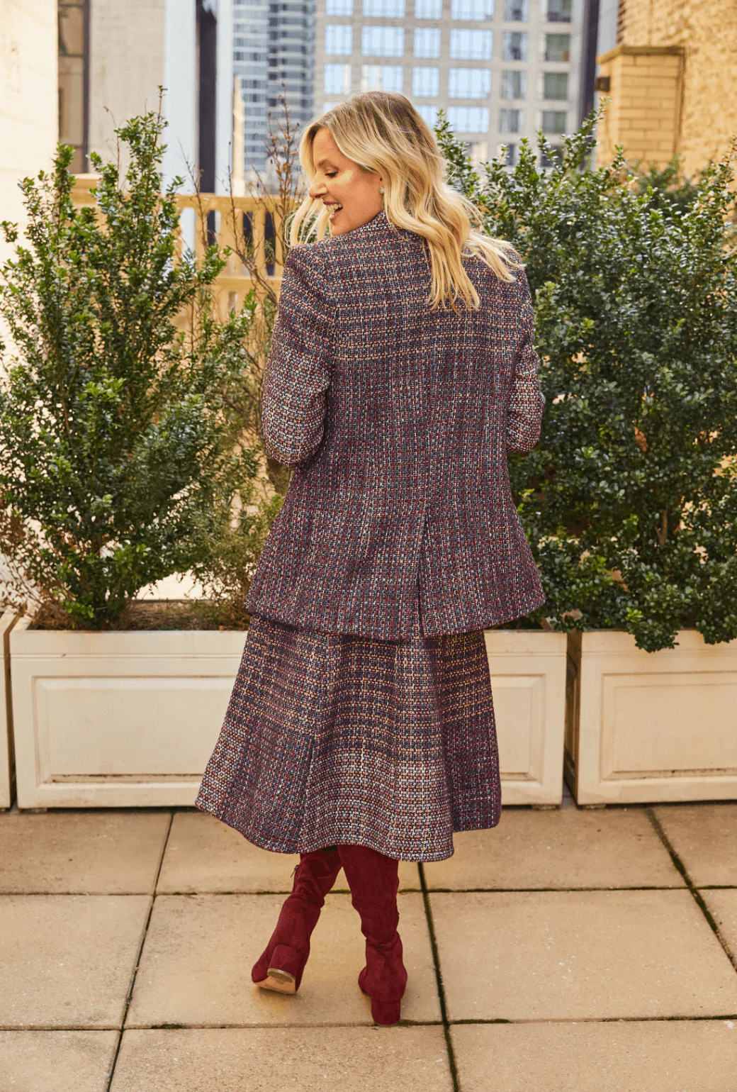 Boyfriend Blazer - Cranberry Tweed - Image 3