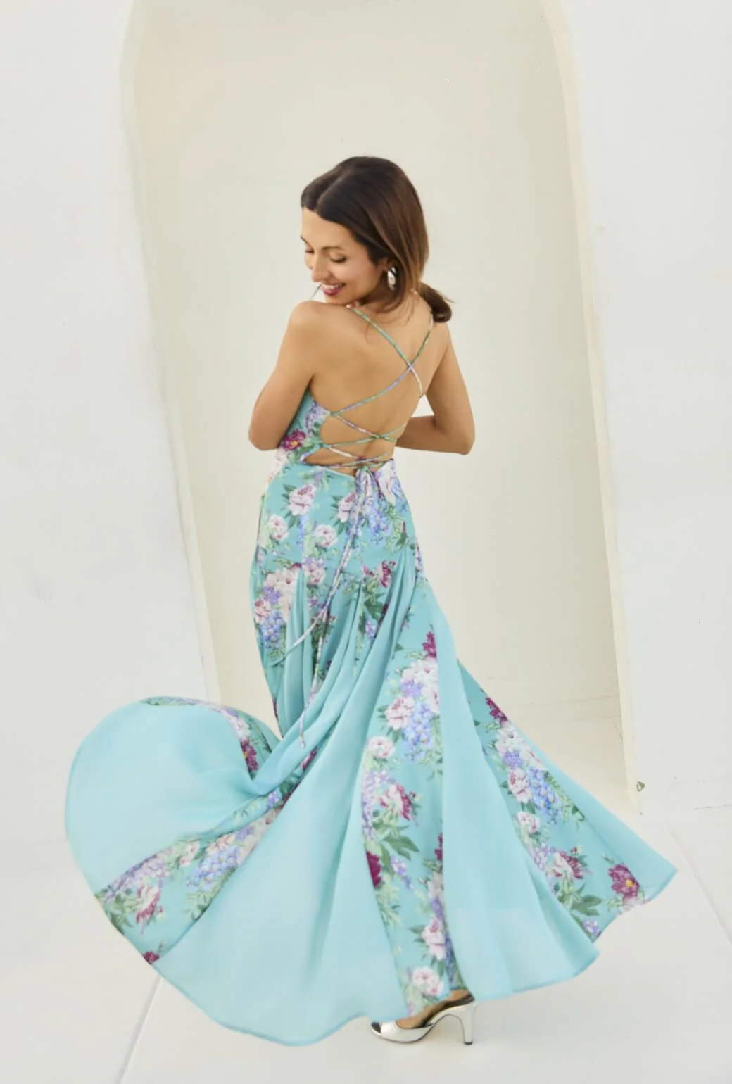Buru x India 2.0 The Libertine Dress - Aqua Floral - Image 2