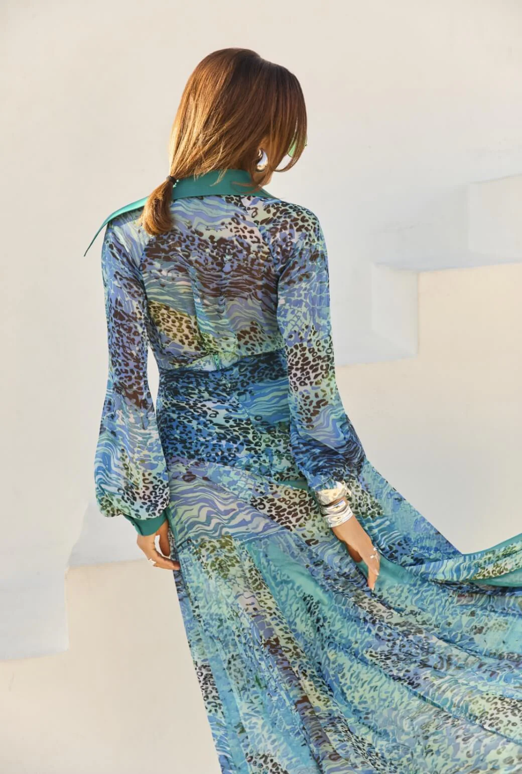 Buru x India The Portabello Blouse 2.0-Sea Glass Leopard - Image 4
