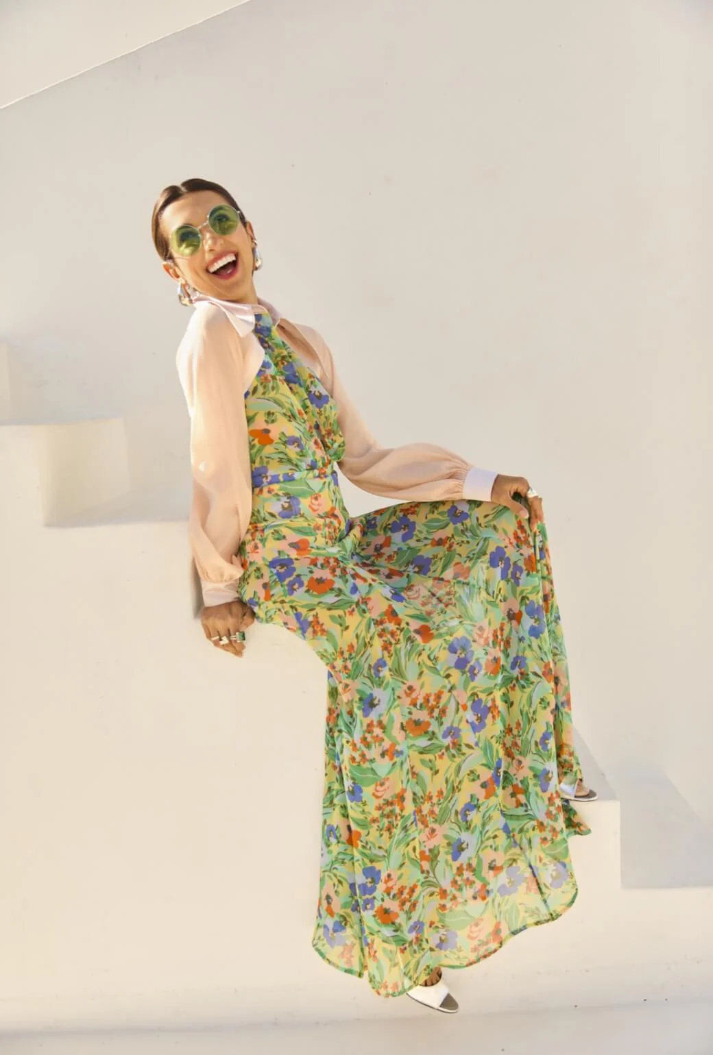 Buru x India The Portabello Blouse 2.0-Citrus Floral and Peach - Image 4