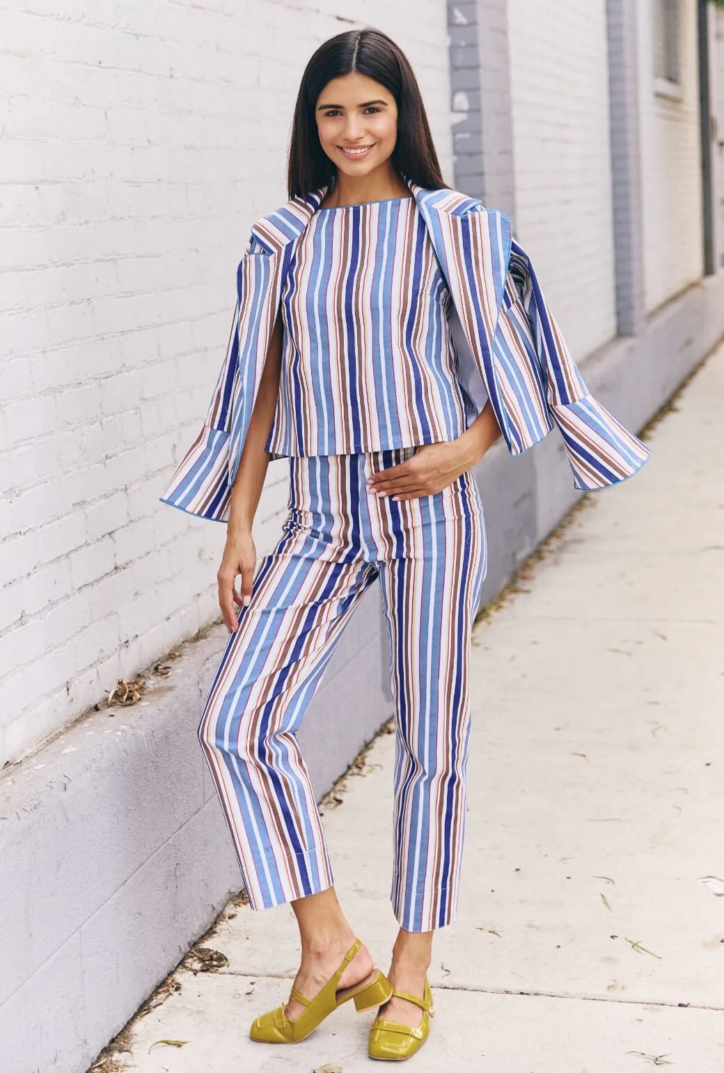 The Farrow Top - Brown Stripe Twill - Image 6