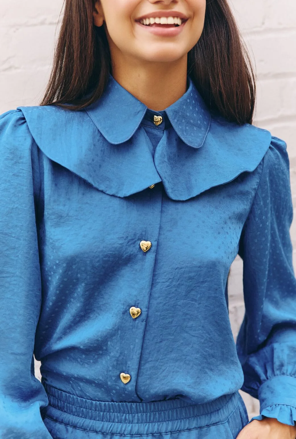 Ruffle Button Down - Cornflower Dot - Image 2