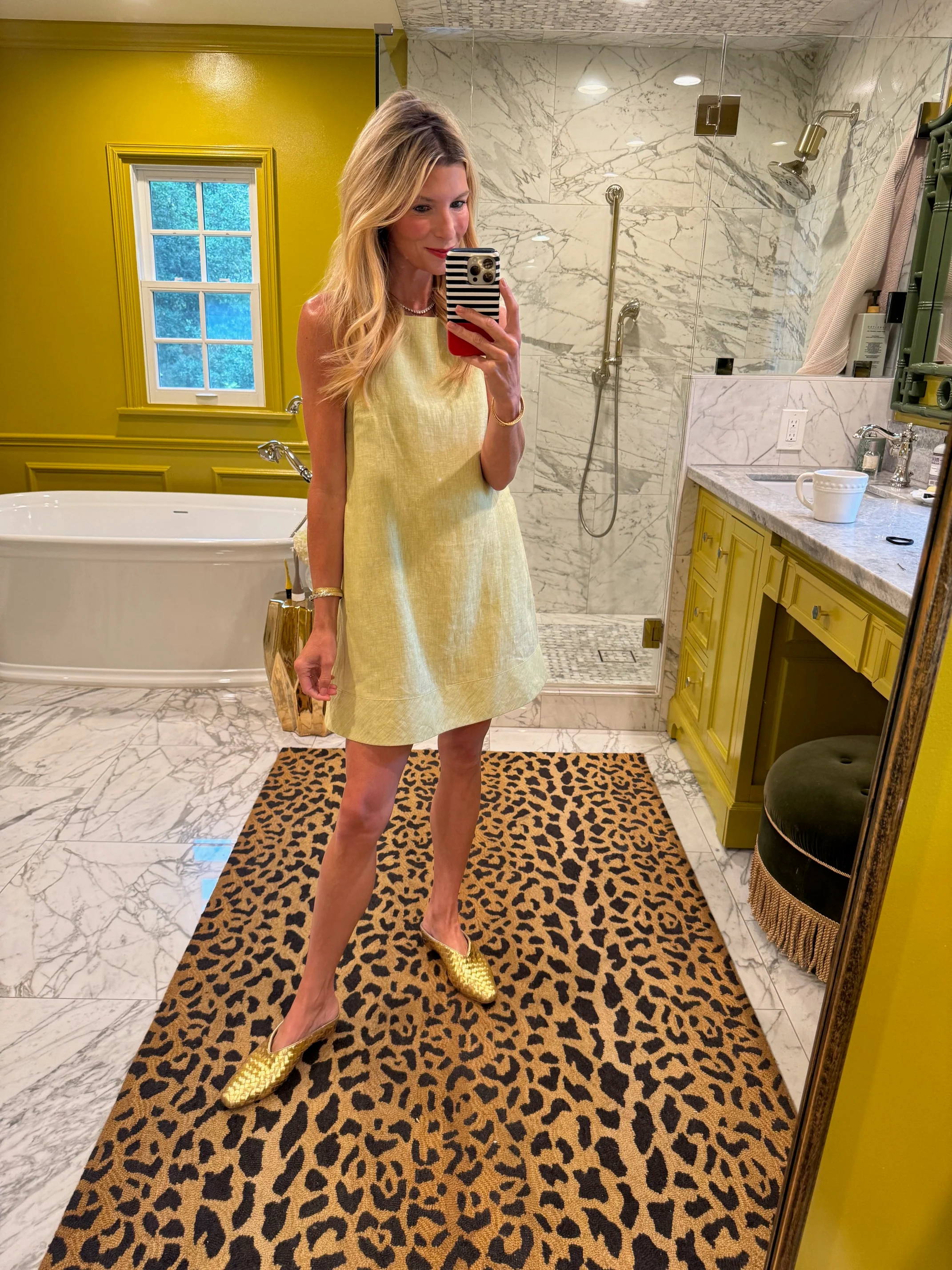 Buru x Megan Stokes The Megan MINI Dress - Green Apple Linen - Image 2