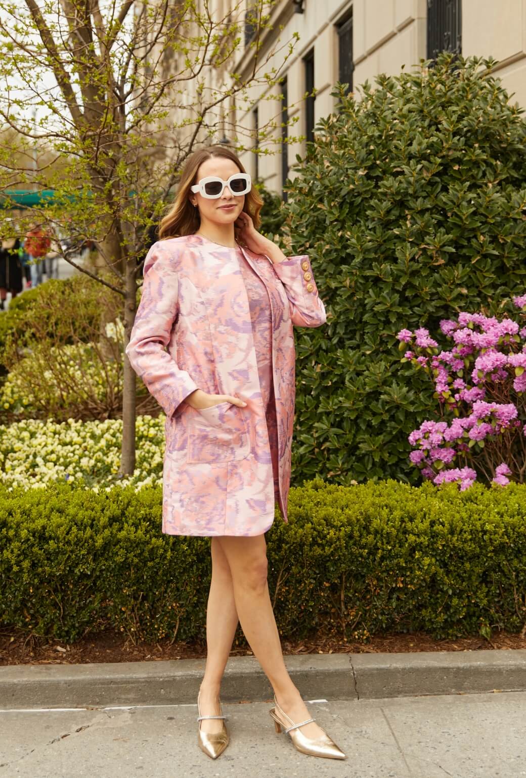 Buru x Old Soul Etiquette Walking Coat - Lilac Abstract Flamestitch - Image 3
