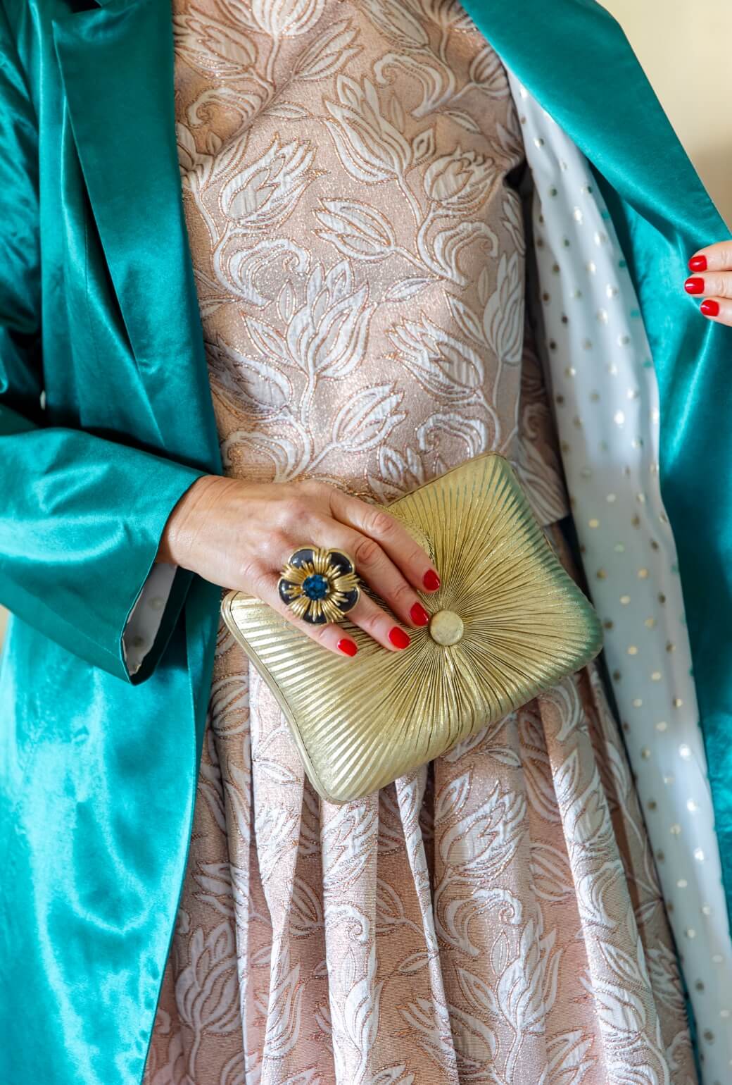 Evening Coat - Green Satin - Image 3