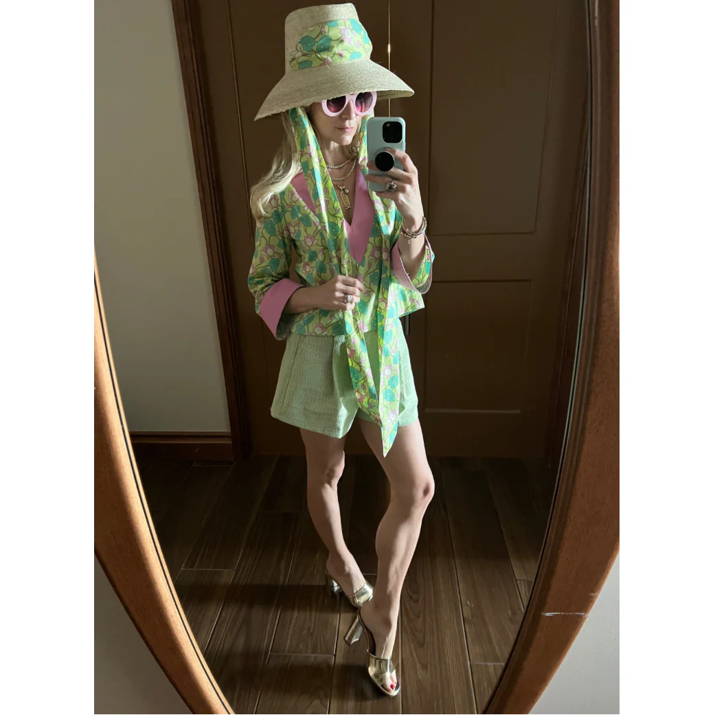 BURU x Sarah Bray Bermuda Flat Front Everyday Shorts - Lotus Floral - Image 5