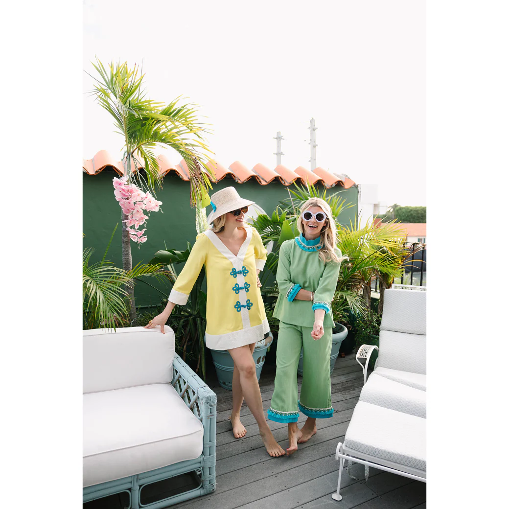 BURU x Sarah Bray Bermuda Fringed Trousers  - Lime & Aqua - Image 24