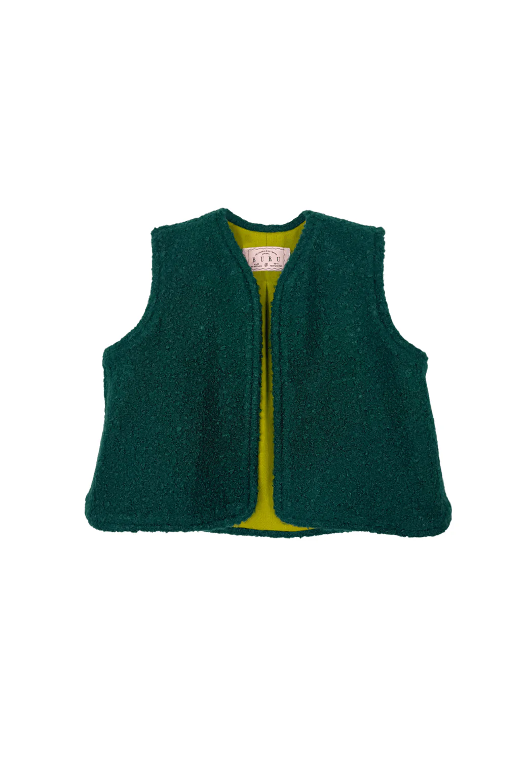 Buru x Tori Mellott Cropped Vest - Forest and Chartreuse - Image 2