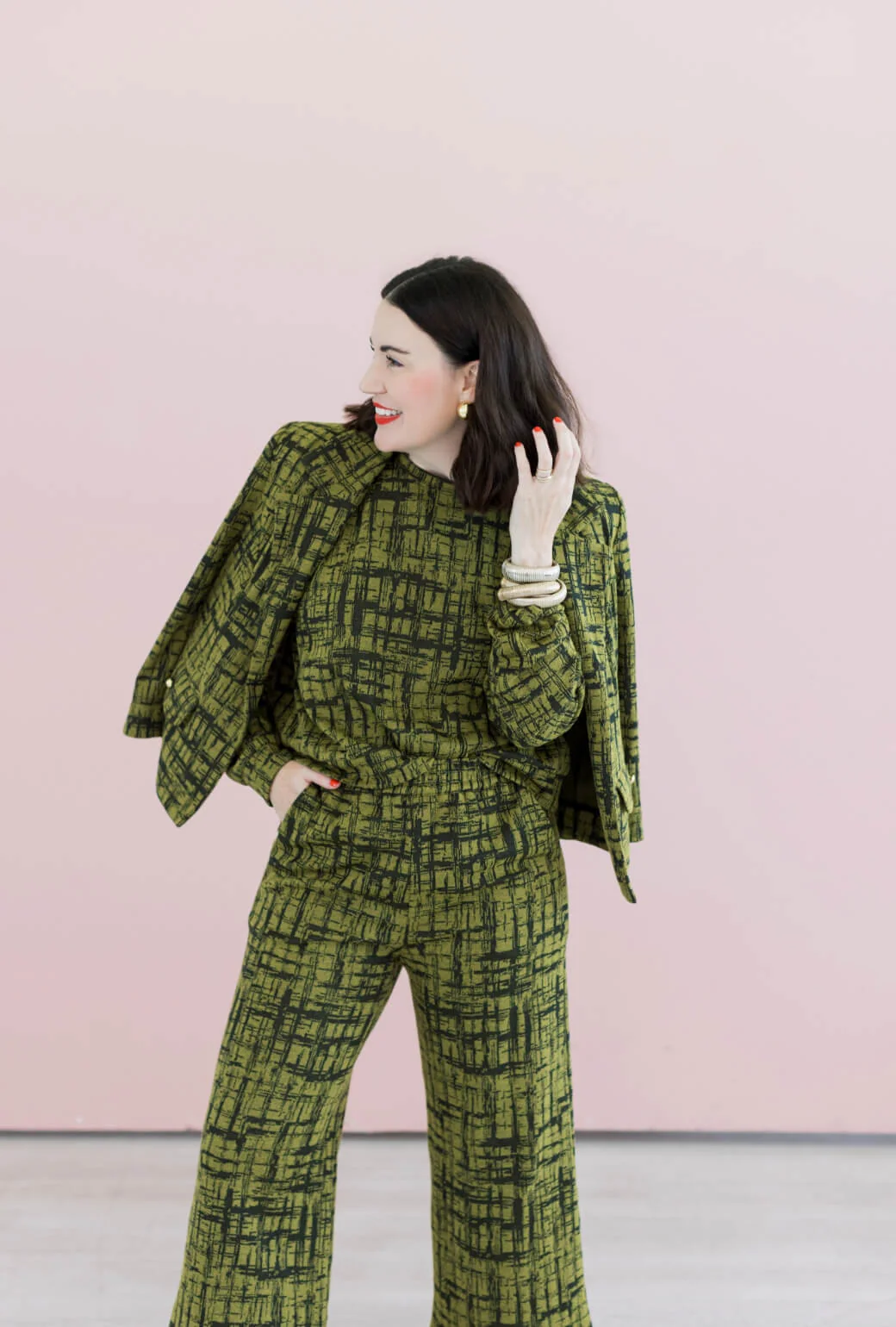 BURU x Val Knit Blazer - Chartreuse & Black Abstract Knit - Image 3