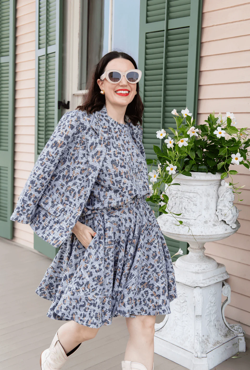 Mini Lucinda Circle Skirt - Navy Cheetah - Image 3