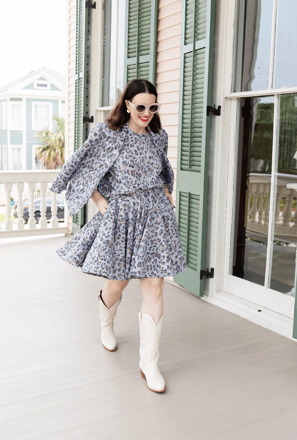 Mini Lucinda Circle Skirt - Navy Cheetah - Image 6
