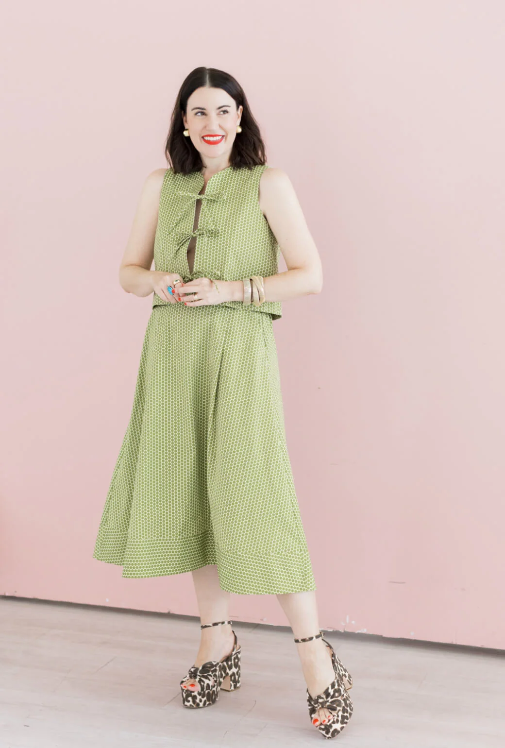 Buru x Val The Fife Vest - Green Polka Dot - Image 3