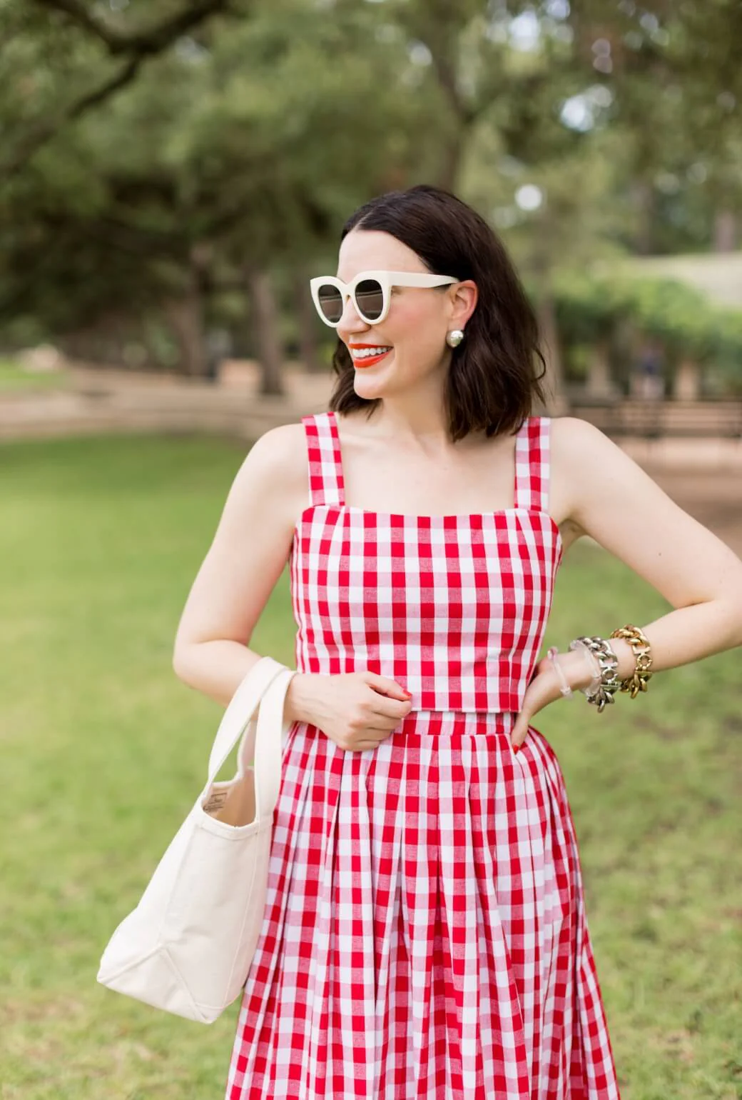 The Peplum Bustier - Red Gingham - Image 4