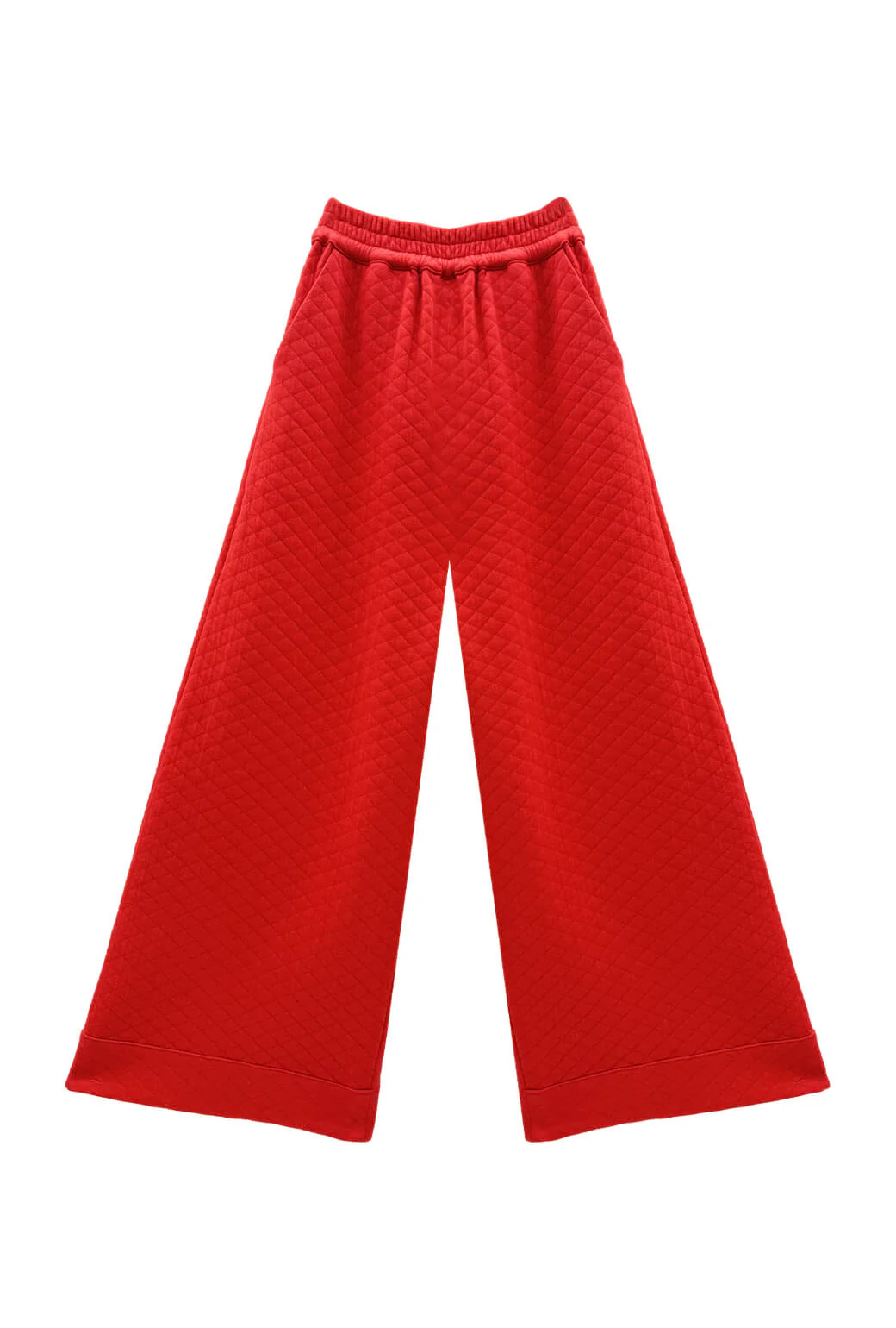 Wide Leg Knit Trouser 2.0 - Rouge Quilted Knit - Image 2