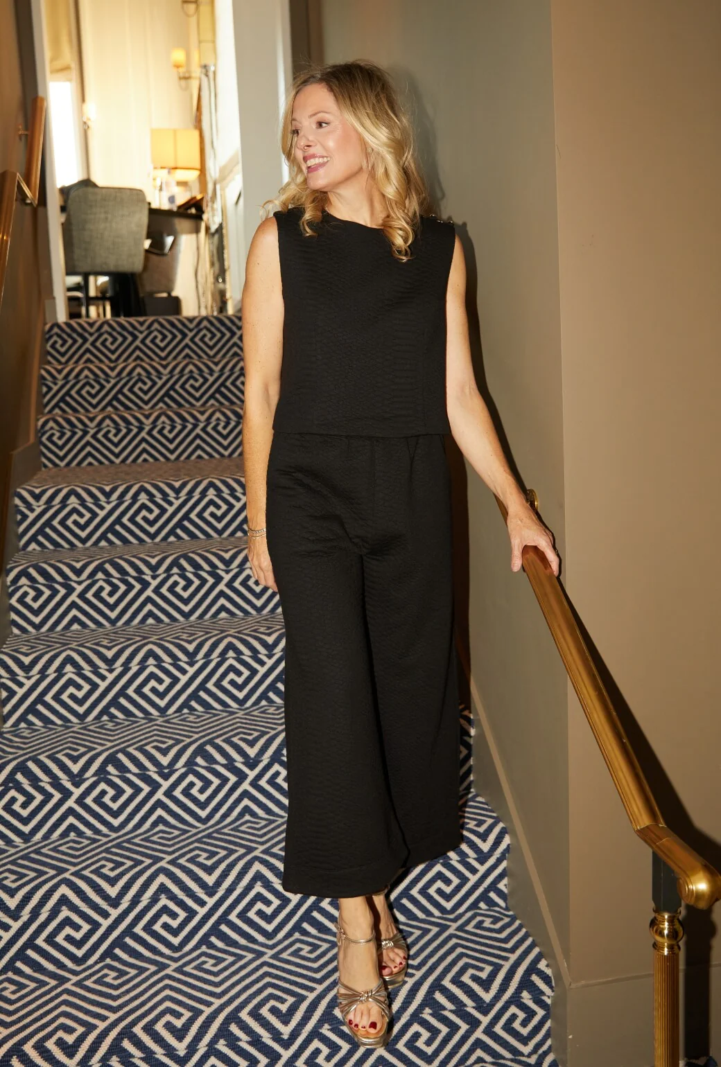 Wide Leg Knit Trouser - Black Python Knit - Image 3