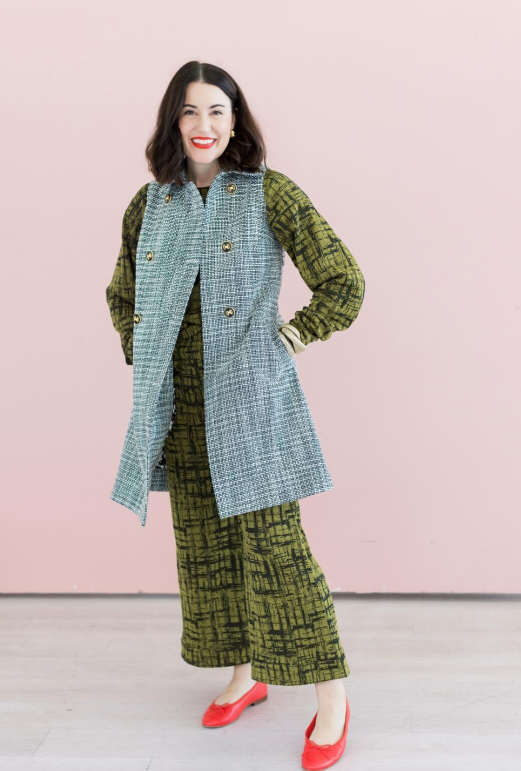 BURU x Val Wide Leg Knit Trouser - Chartreuse & Black Abstract Knit - Image 3
