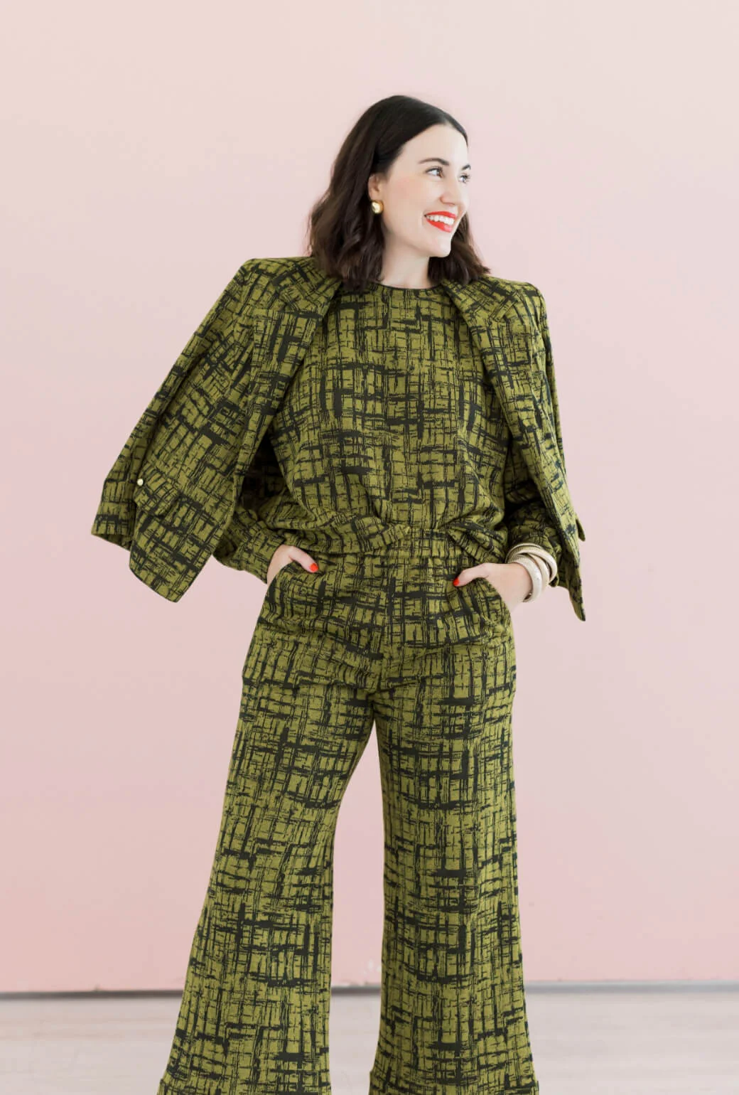 BURU x Val Wide Leg Knit Trouser - Chartreuse & Black Abstract Knit - Image 4