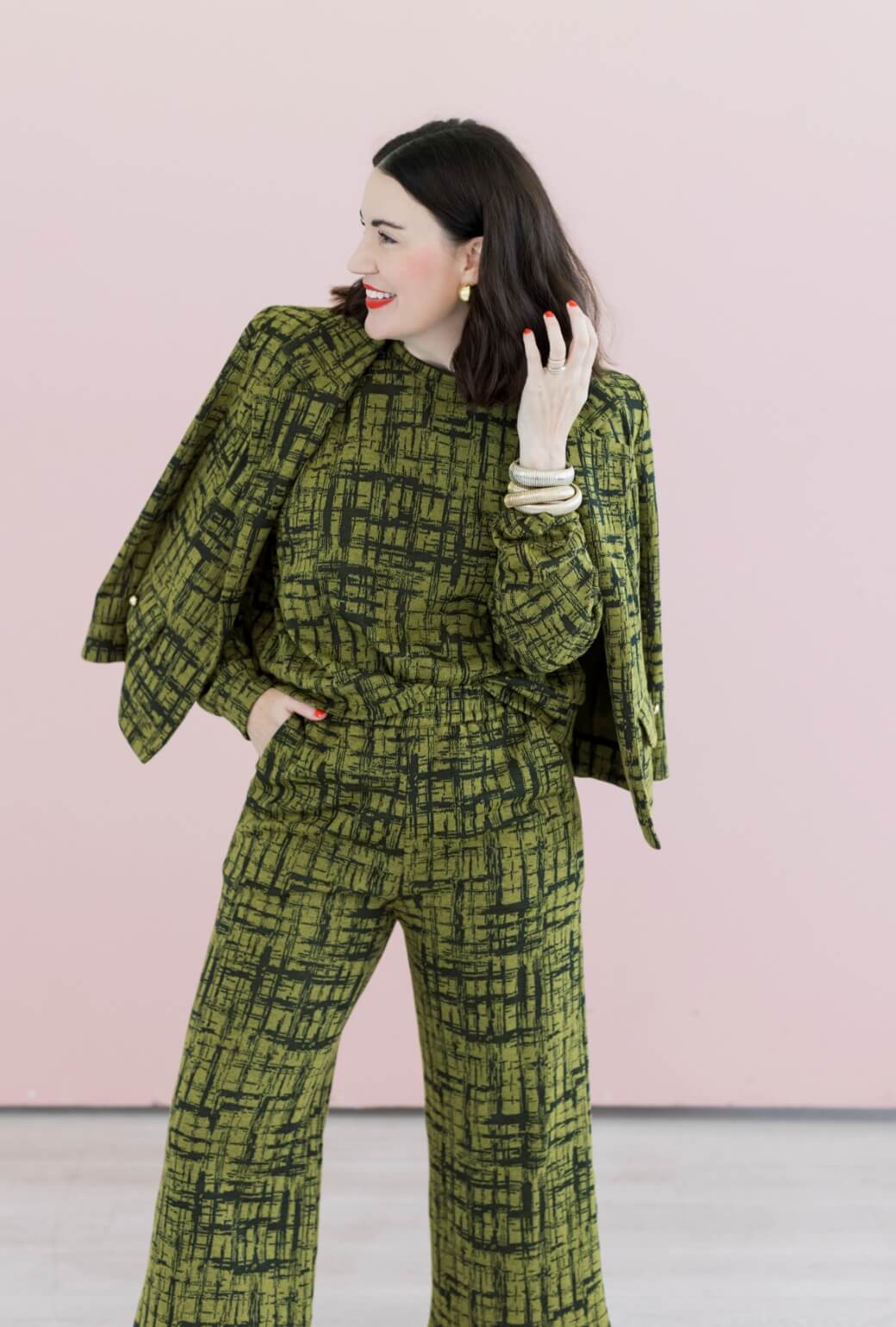 BURU x Val Wide Leg Knit Trouser - Chartreuse & Black Abstract Knit - Image 5