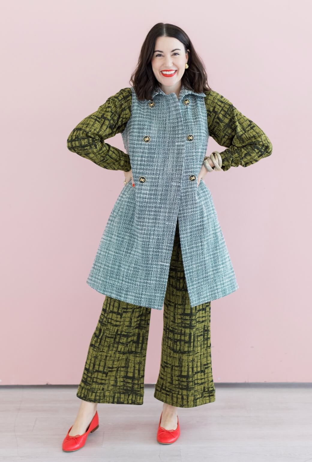 BURU x Val Wide Leg Knit Trouser - Chartreuse & Black Abstract Knit - Image 6