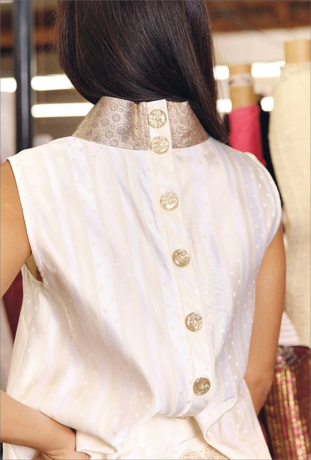 Contrast Mod Top - Ivory Diamond Jacquard - Image 4