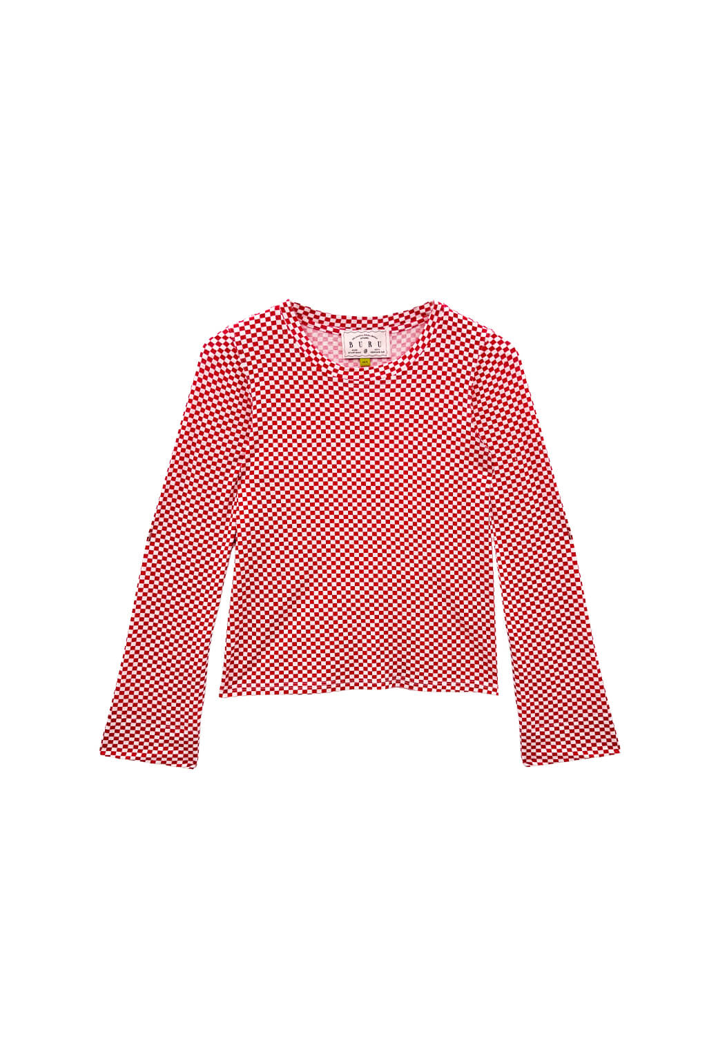 Buru x Val Crew Neck Tee - Red & White Checkerboard - Image 2
