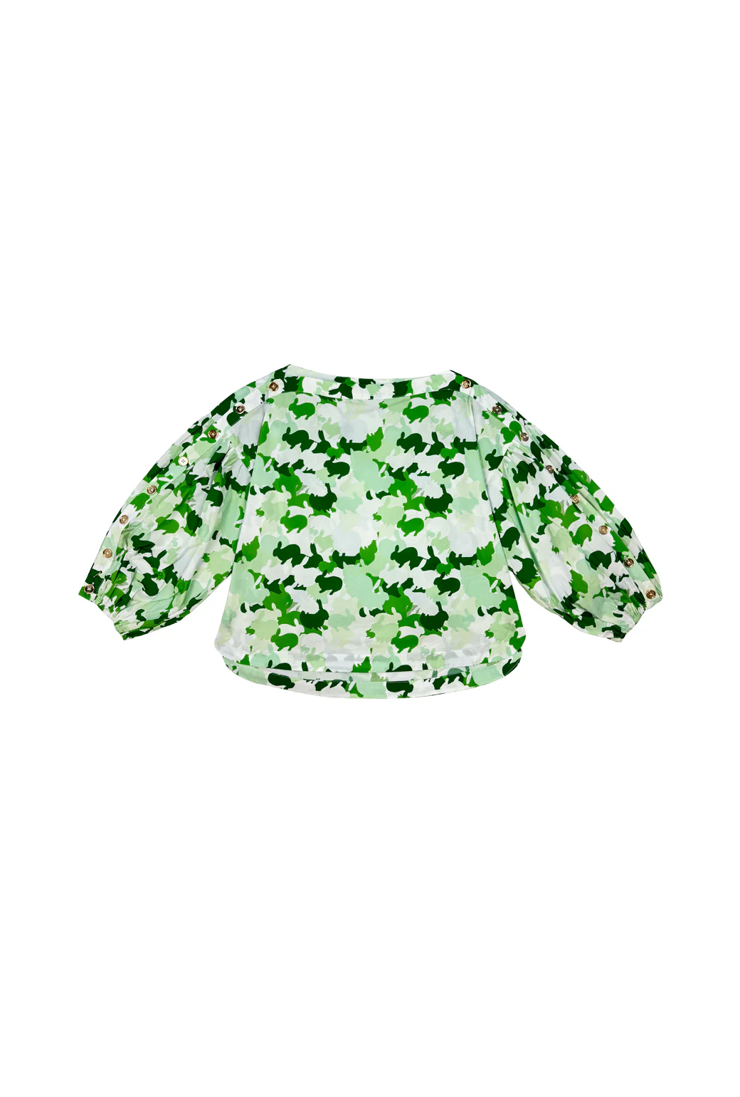 Cropped Button Sleeve Blouse - Bunnies - Image 3