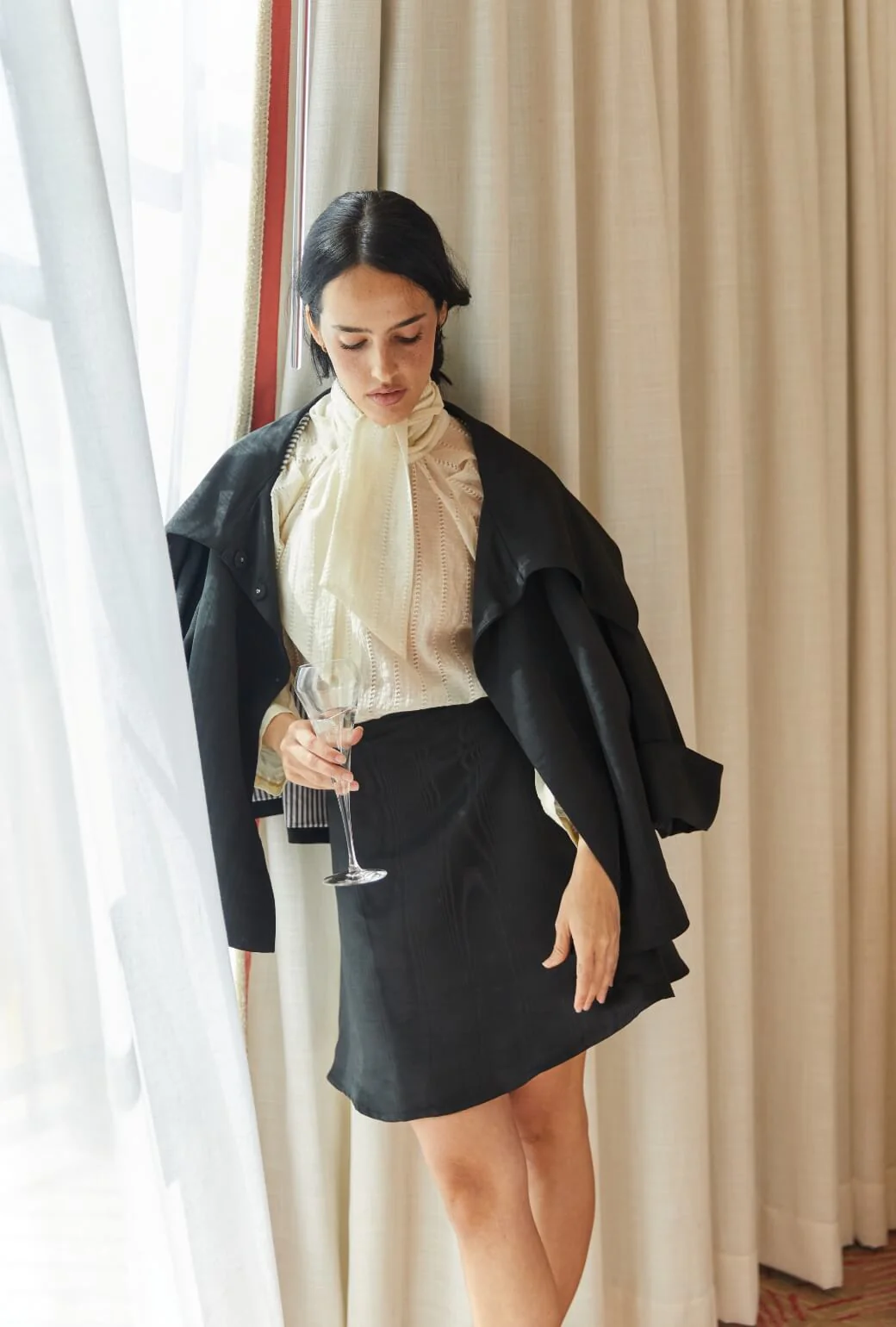Cropped Grace Coat - Noir Moiré - Image 4