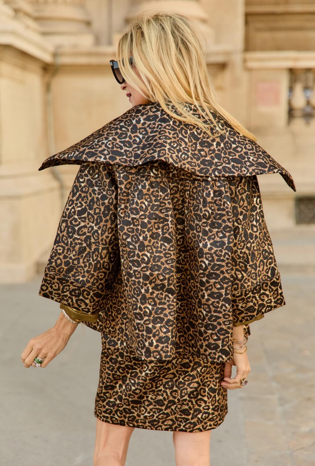 Cropped Grace Coat - Leopard Print Lurex - Image 2