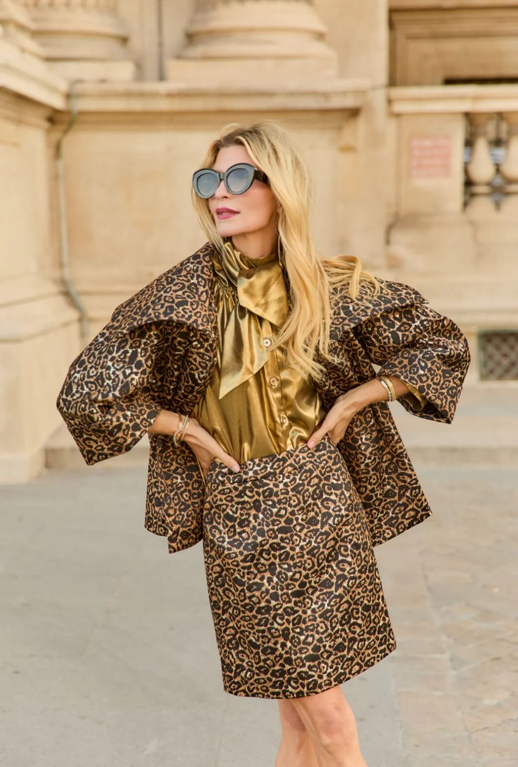 Cropped Grace Coat - Leopard Print Lurex - Image 5