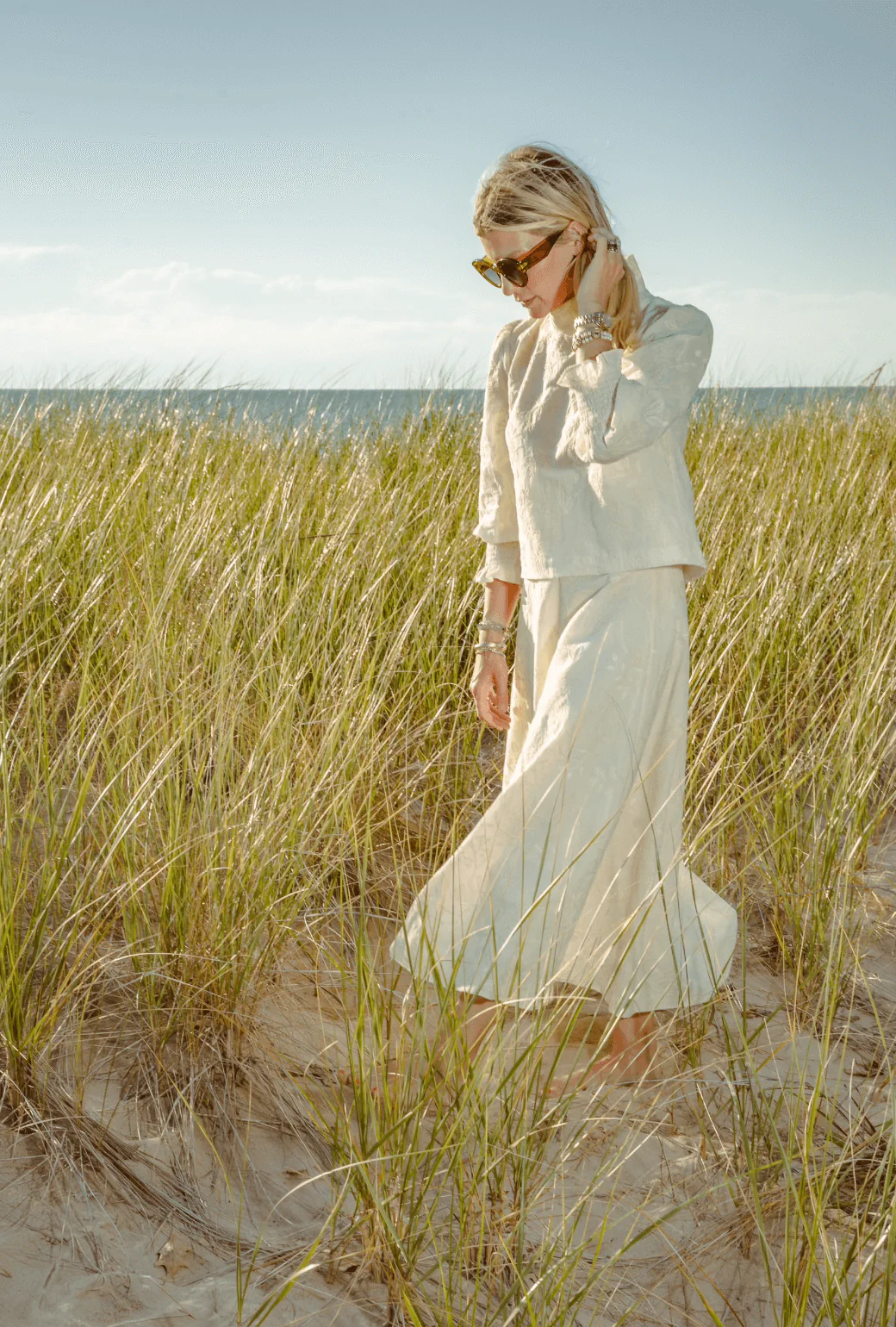 Cropped Long Sleeve Mod Top - Ivory Embroidery - Image 5
