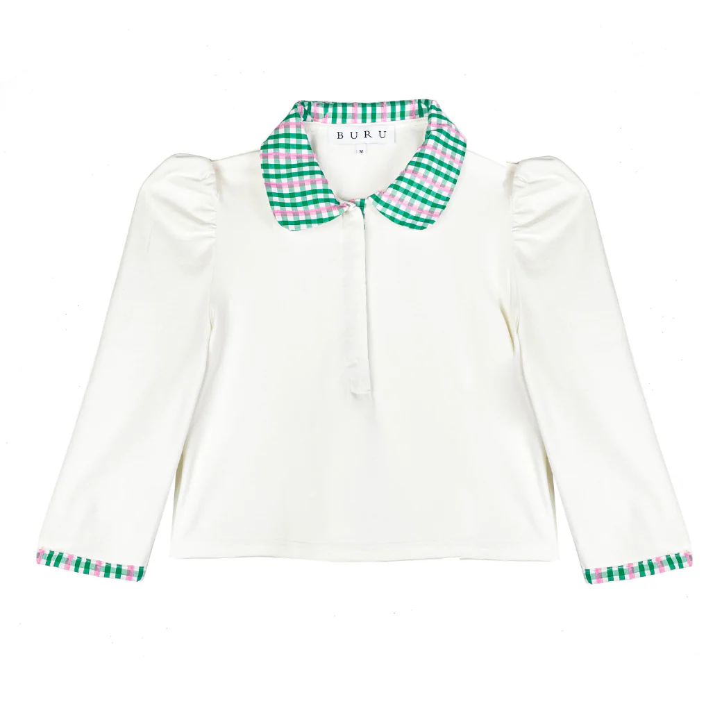 Cropped Peter Pan Tee - White & Green - Image 10