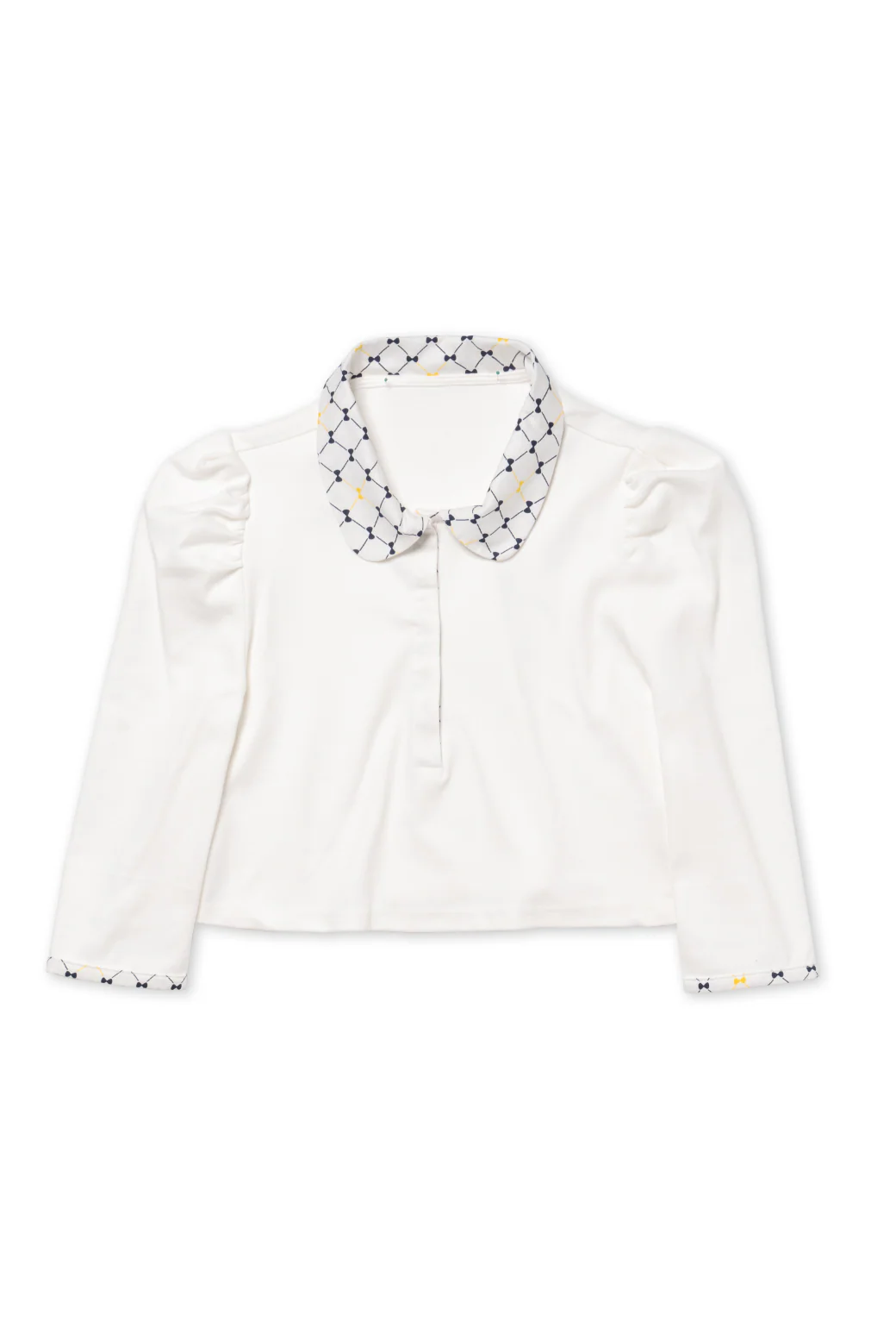 Cropped Peter Pan Tee - White & Navy